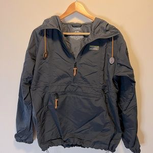 LL Bean Black Anorak rain jacket with hood